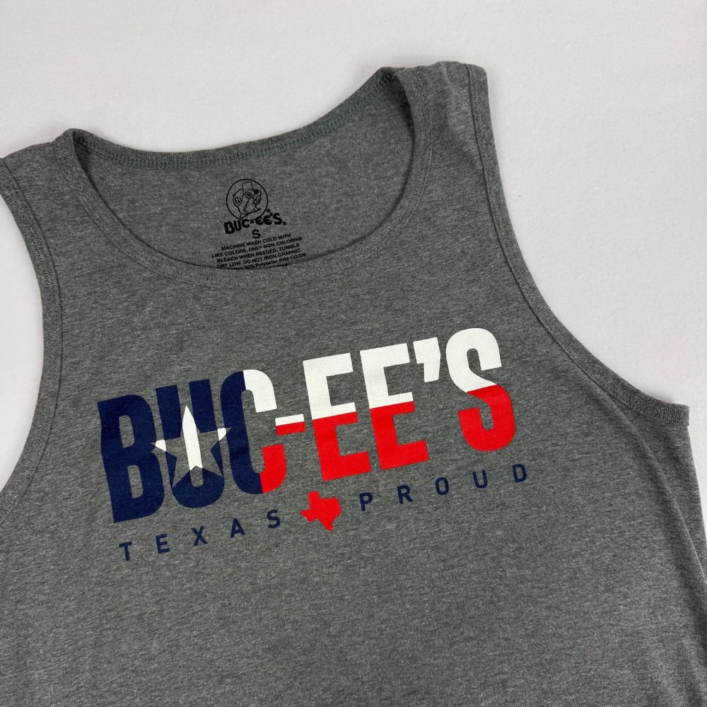 Buc-ees Texas Proud Graphic Tank‎ Top Gray Size S Cotton Polyester Blend